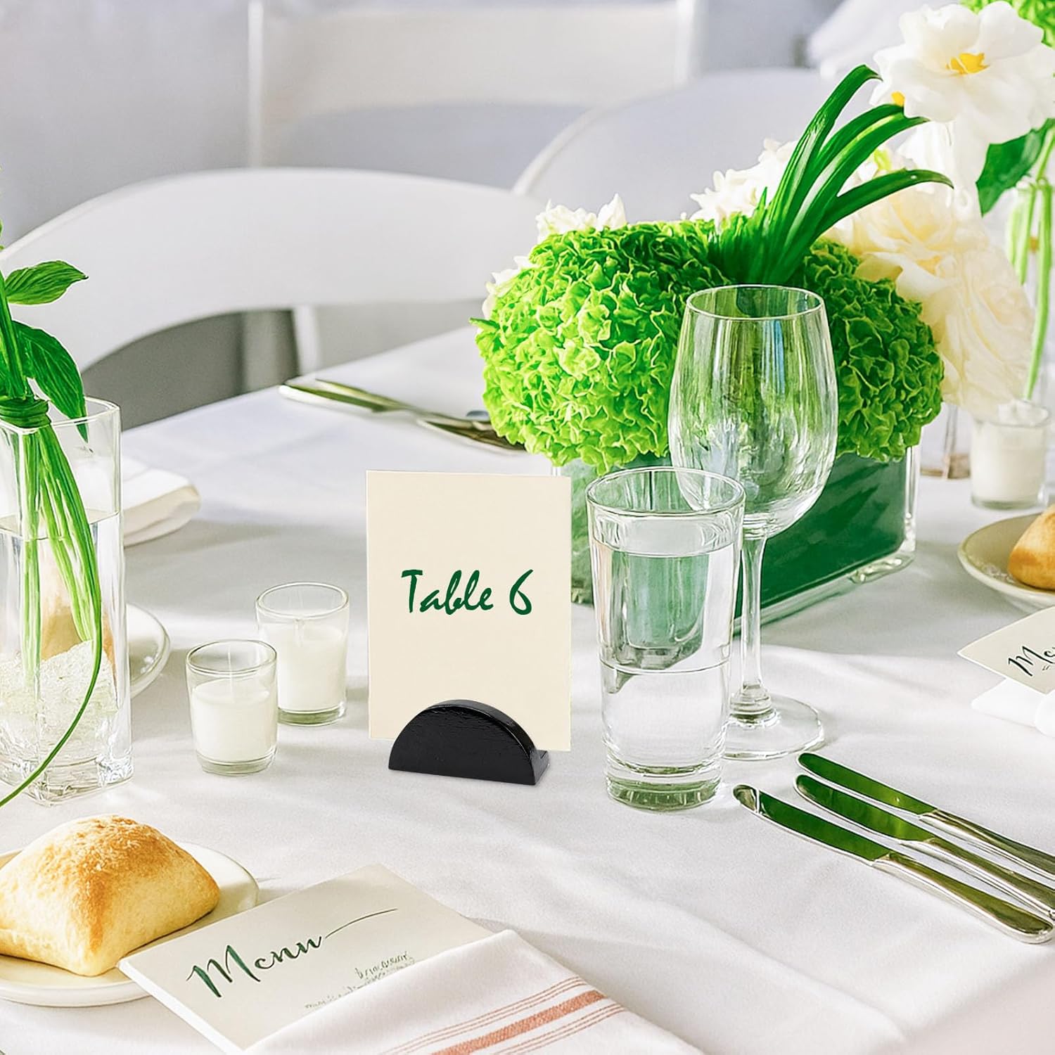 100 Pcs Wedding Table Numbers, Wood Table Card Holders, Semicircular Wedding Place Card Holders, Name Card Holder for Name Tag, Restaurant Menu, Birthday Party & Event Decor, Black