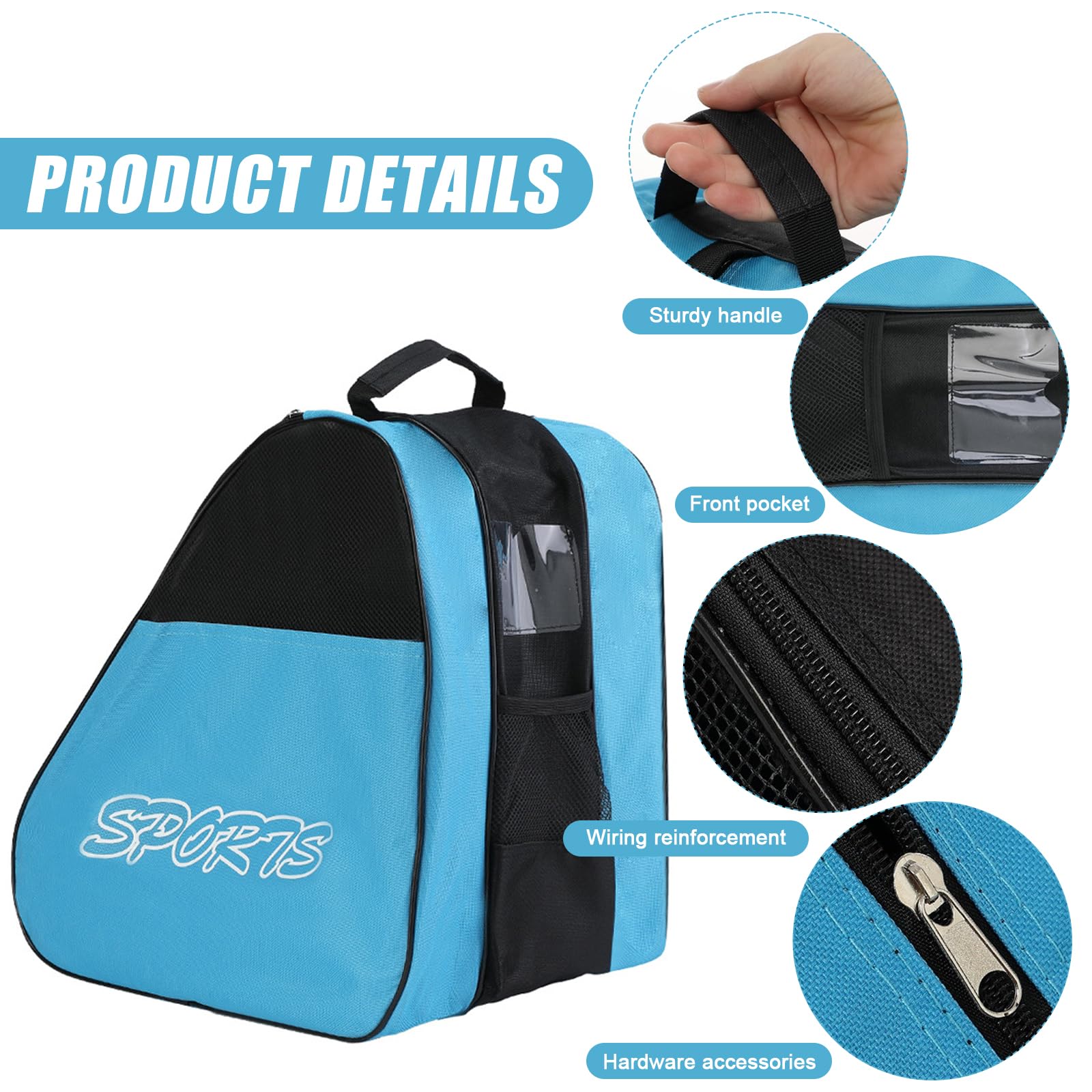 Bolsa Para Patines Con Correas Ajustables - Tela Oxford Resistente, Malla Transpirable, 39x28x36 Cm