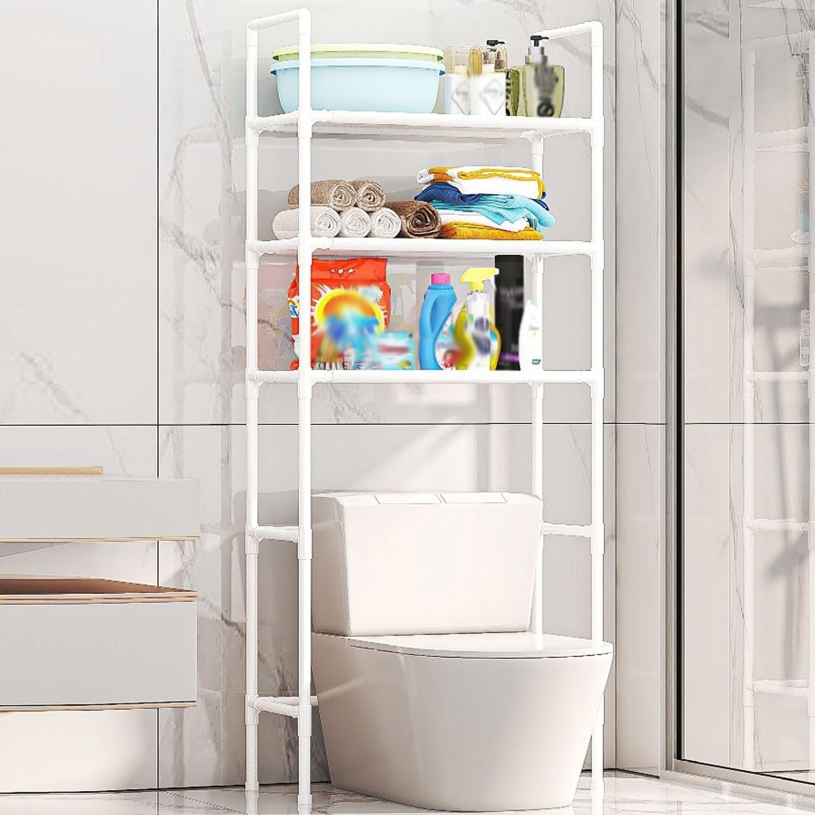 Amazon｜トイレの上を覆うトイレラック ホワイト、PP環境保護