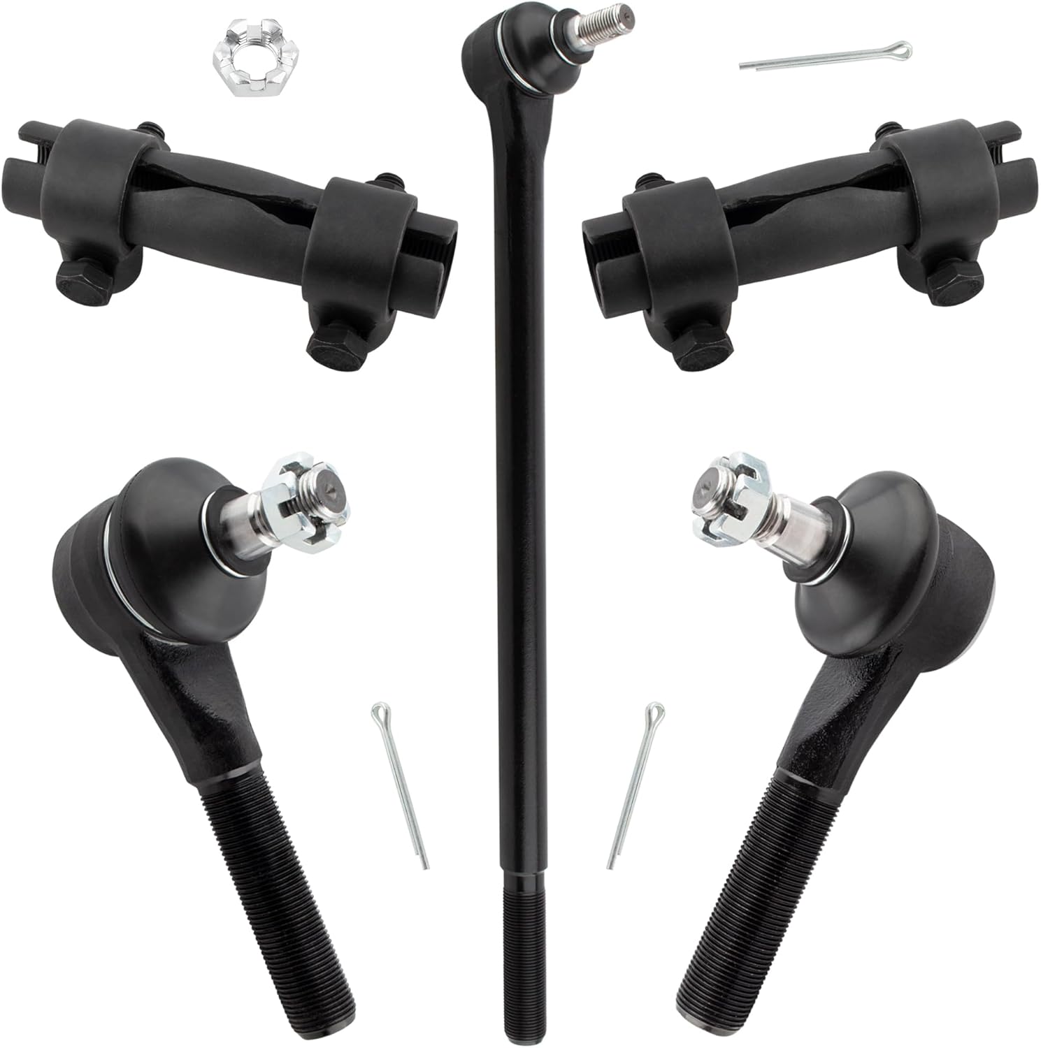 Front Inner Tie Rod End Drag Link, Front Outer Tie Rod Ends, Front Tie Rod Adjustment Sleeve for Ford Bronco 4WD, F-150 F-250 2WD 1980-1996,for Ford F-350 1980-1995 2WD EXC. CREW CAB DS1017