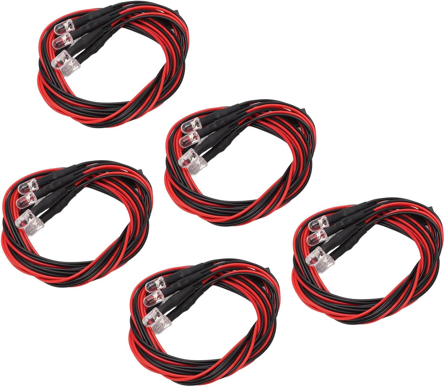 RC Car LED Lights, High Brightness White Red Light 5 Sets 4 LED 1/10 Scale Kit for Off-Road RC Racing Night Driving Hobbyists