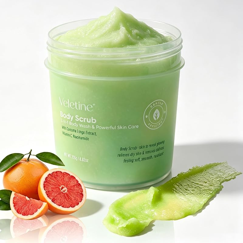 Esfoliante corporal de sal veletine com cúrcuma, vitamina C e niacinamida, 250 g, Yellow Green