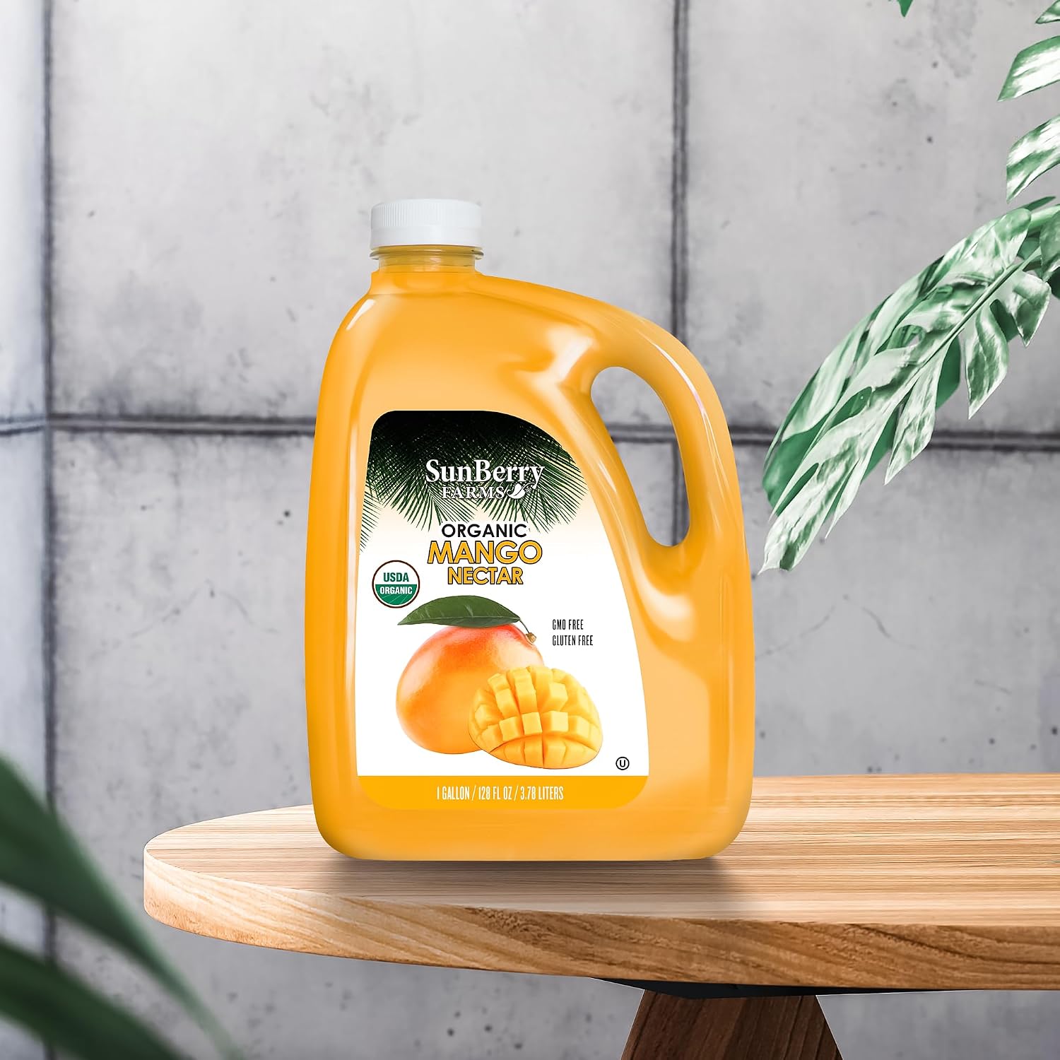 Sunberry Farms Organic Mango Nectar 128 fl oz | 1 Gallon Tropical Juice Nectar | Made with Real Organic Fruit | No Artificial Flavors or Colors | Refreshing Exotic Drink | Bulk Family Size
