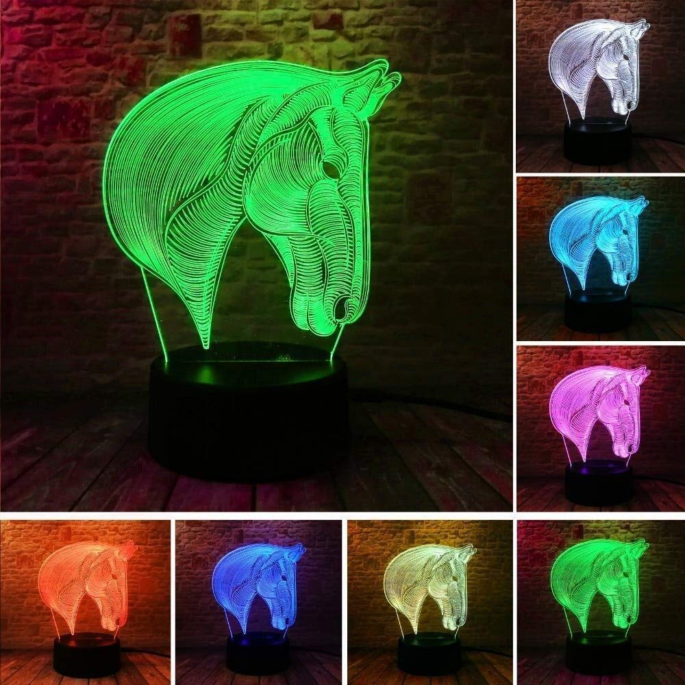 ZHONGQIDurable Cavallo - 7 Colori Che cambiano luci di Notte principali Tabella di dimagramento USB Touch comodini di sonno a letto Decorazioni Giocattoli Regali Mood Light a++