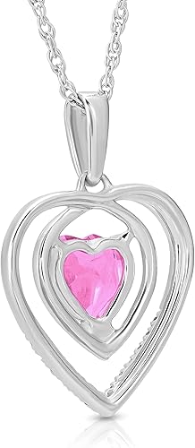 Vista 2 de ARAIYA FINE JEWELRY Collar con colgante de corazón de plata esterlina con diamantes y piedras preciosas (120 quilates, color I-J, claridad I2-I3)