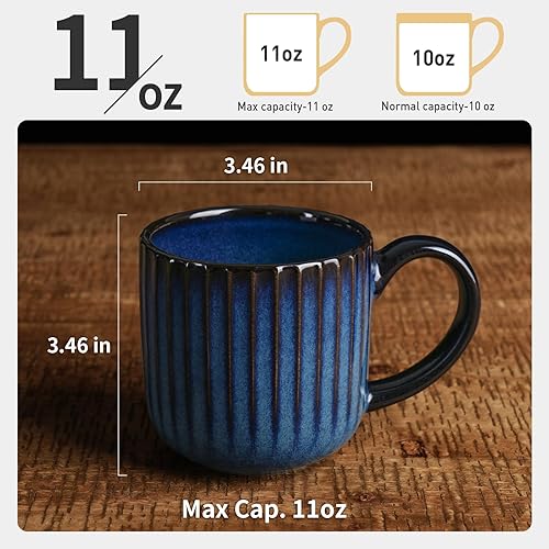 Miniatura 65 de famiware Star - Juego de tazas de café para 6 unidades, 12 onzas, con asa, para café, té, cacao, leche, cerámica, carbón oscuro mate Star-Matte Dark