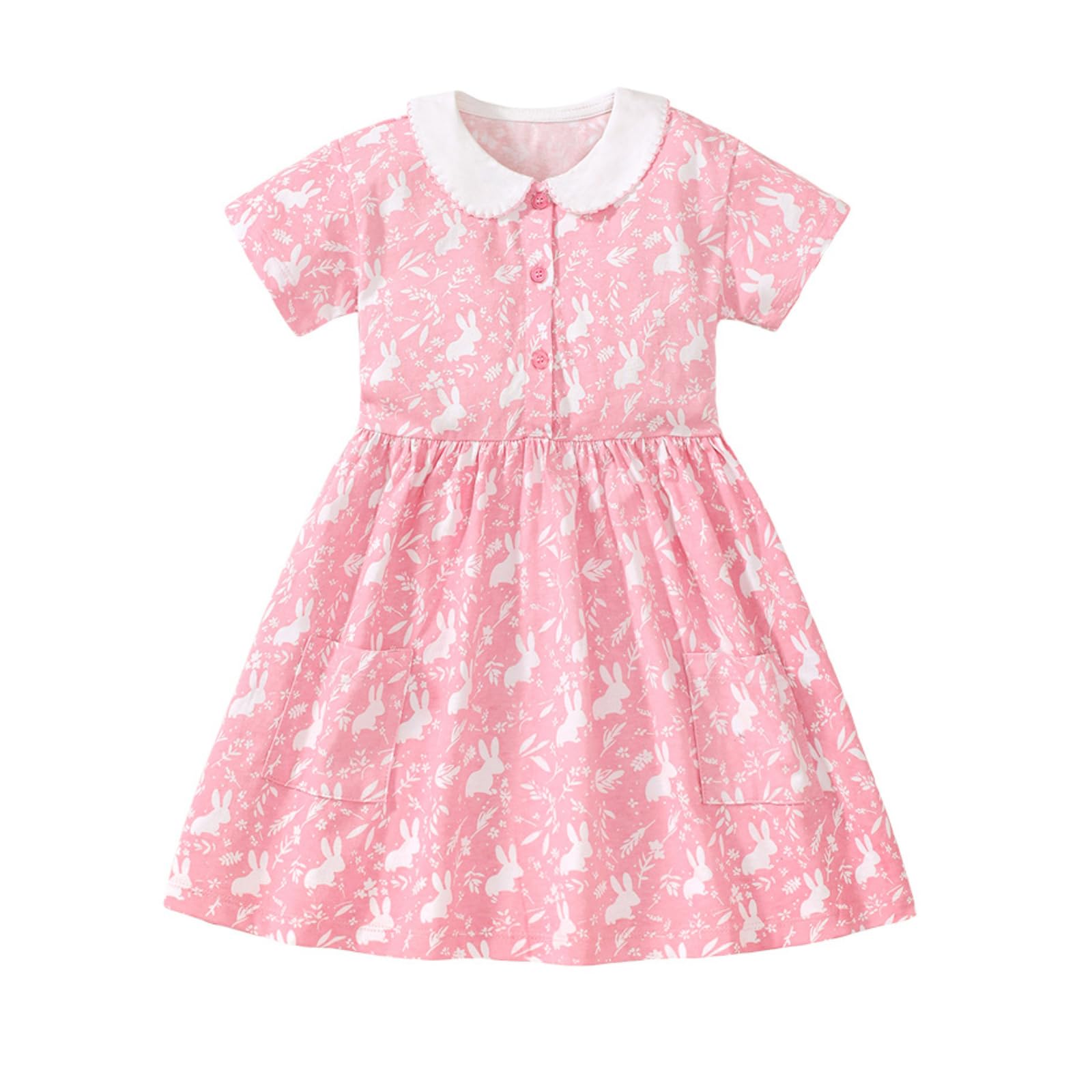 LMYOVE Toddler Girls Summer Casual Dress, Little Girls Cartoon Print Short Sleeve Dress 2-6Y