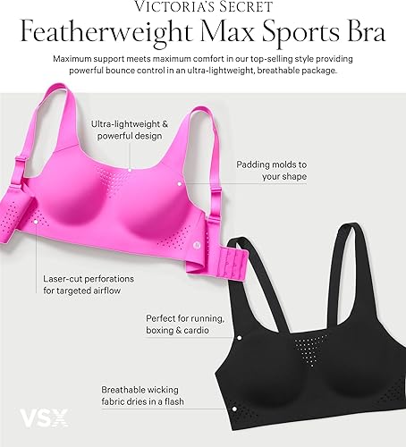 Miniatura 4 de Victoria's Secret VSX Featherweight Max - Brasier deportivo para mujer, inalámbrico de alto impacto (32A-38DD)