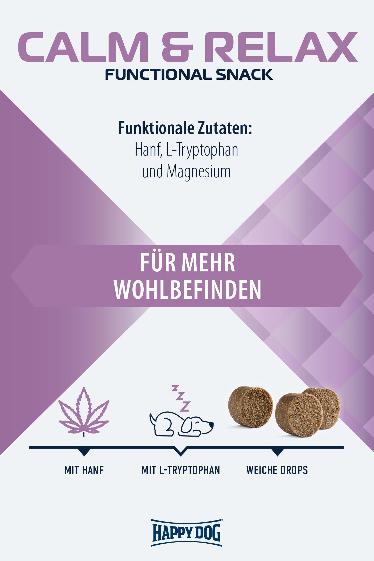 Happy Dog Care Snack Calm & Relax mit Hanf, 100 g Hundesnack – Ansicht 2