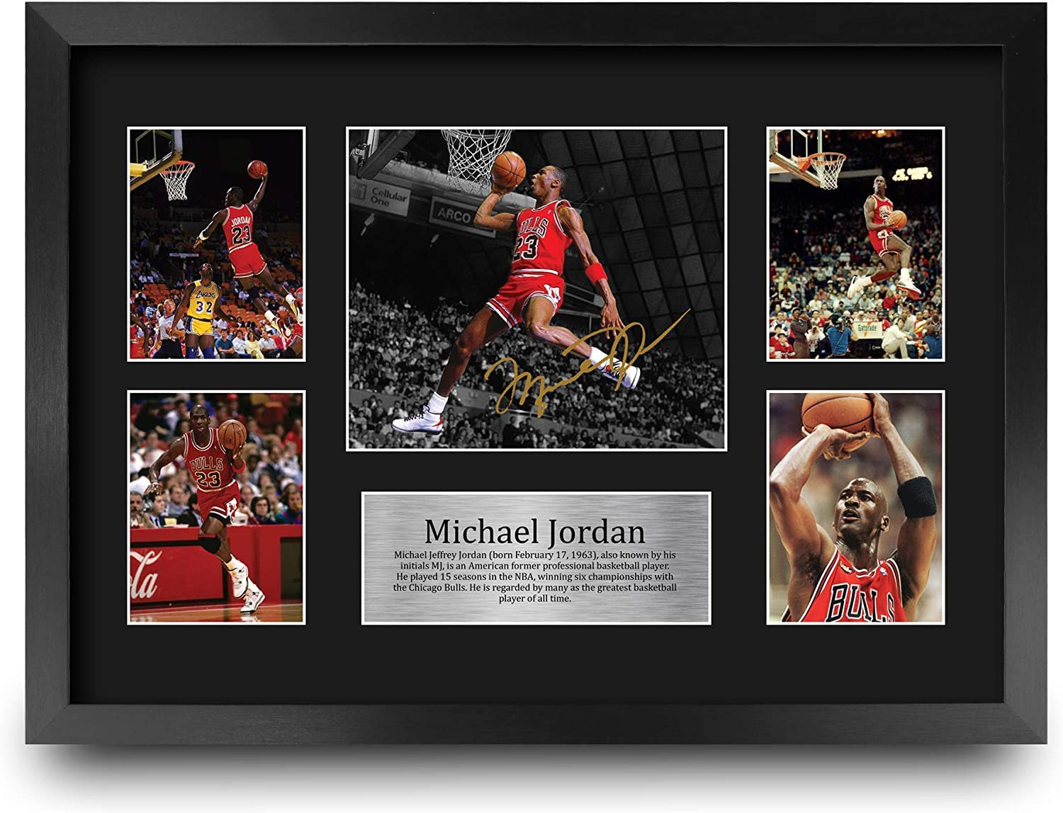 A3 FR Michael Jordan Gift Signed Large Framed A3 Printed Autograph Chicago Bulls Gifts Photo Display