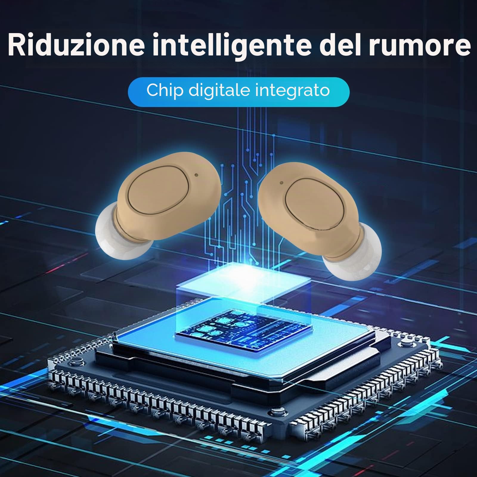 Amplificatore acustico digitale, ricaricabile, per anziani e adulti, controllo con un pulsante, cancellazione del rumore, nessuno stridio, custodia di ricarica a contatto magnetico con