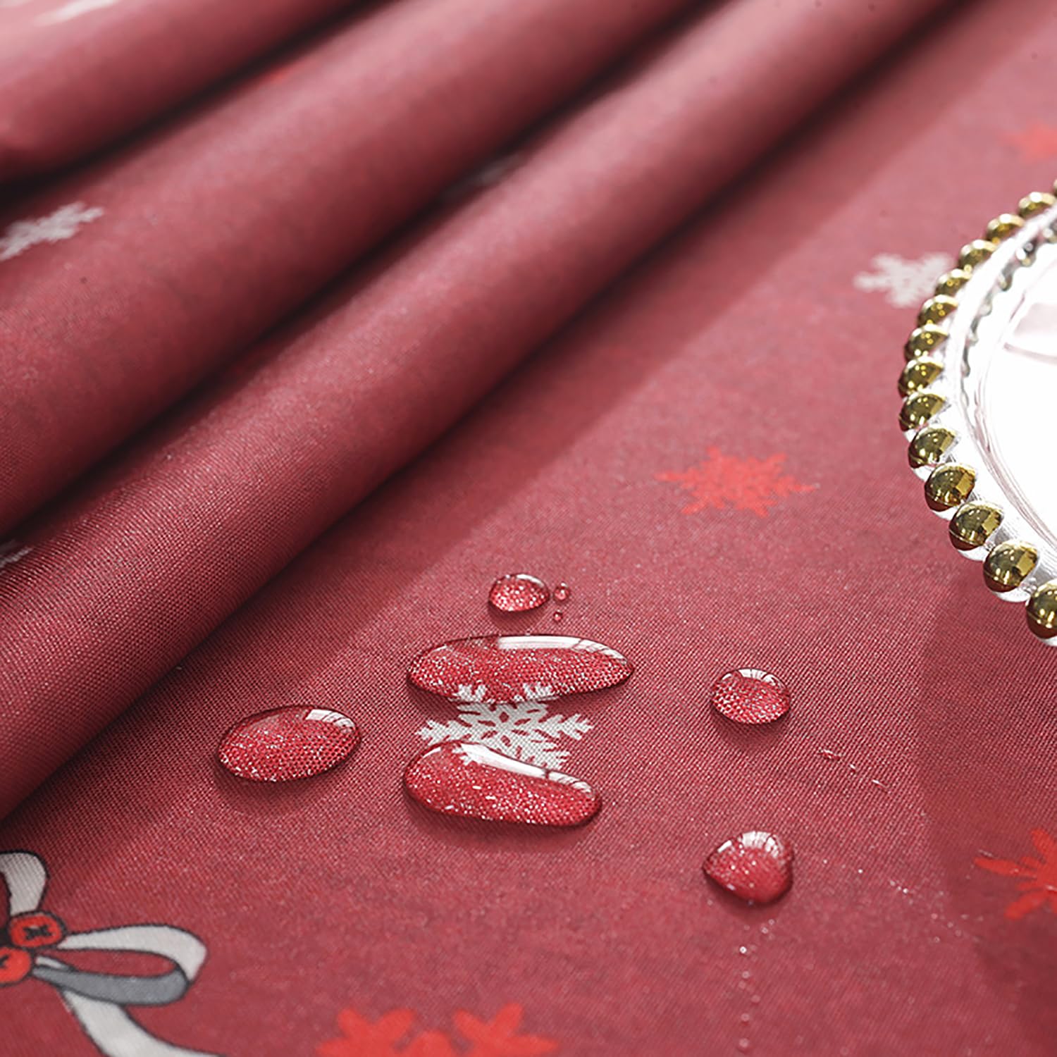Mantel de Navidad Rojo, Manteles Mesa Rectangular Tela de Navidad, Mantel Navidad Grande Lavable de Flores, Manteles Navidad Impermeables, Mantel Navideño Decoracion Hogar,150x400cm