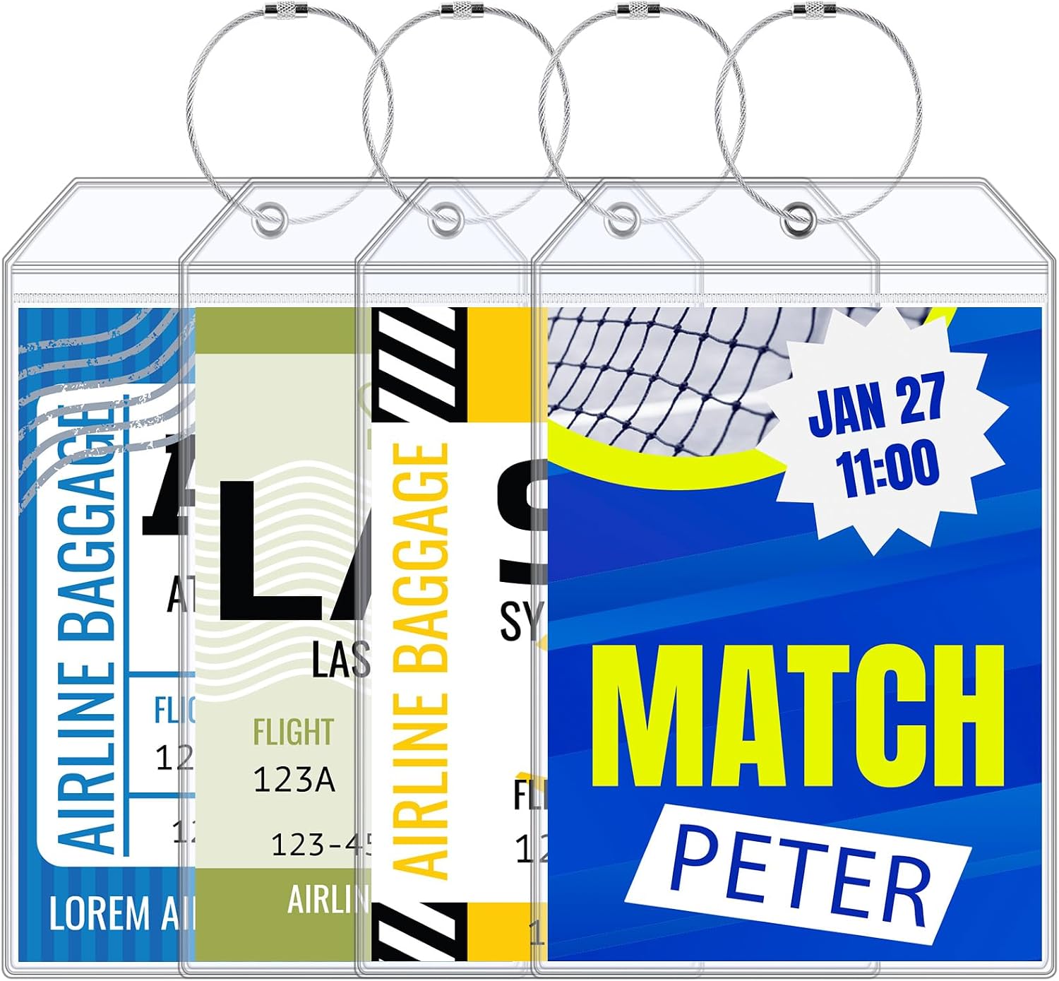 4Pcs Plastic Luggage Tags,Extra Large Golf Luggage Tag 9" x 6",Shipping Label Holder for Golf Bag Carnival Cruise Ships (4)
