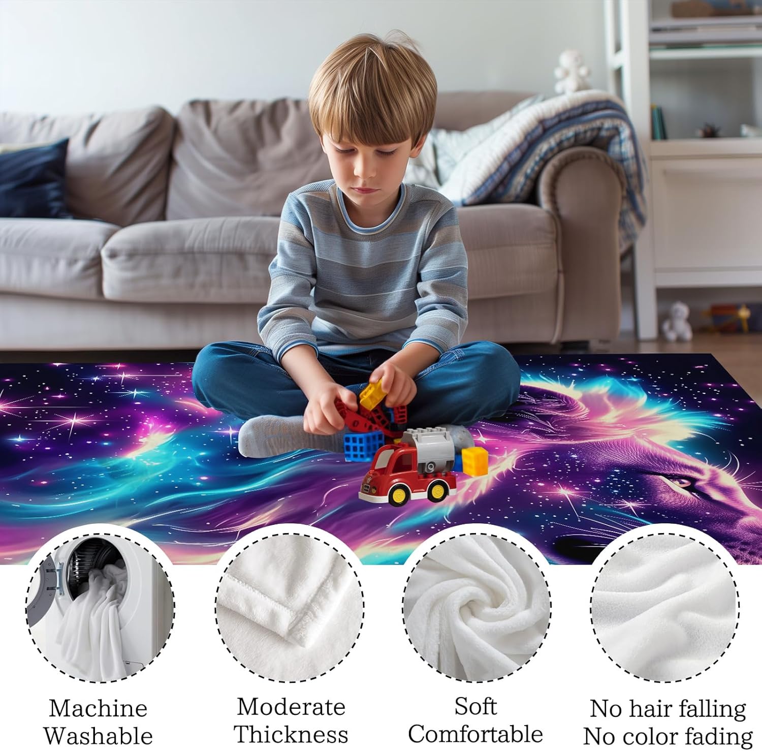 GNEW Lion Blanket for Kids Boys Girls, Cool Galaxy Lion Blanket, Lion Gifts for Kids, Cool Animal Space Sparkle Starry Stars Blanket, Plush Soft Fuzzy Kids Blanket, Blue Pink,80"x60"
