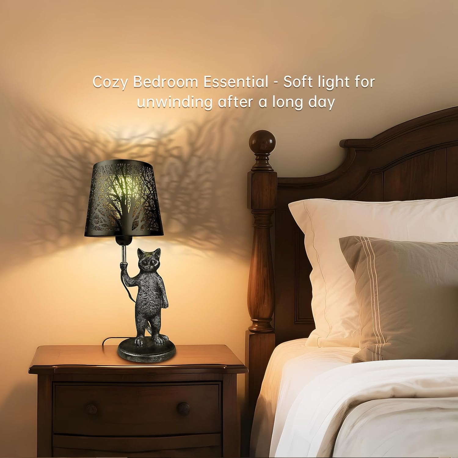 Cat Table Lamps Bedside Table Lamp with 16 Colors,4 Modes Dimmable Nightstand Lamp Desk Lamp for Living Room,Bedroom,Kid's Room,Office