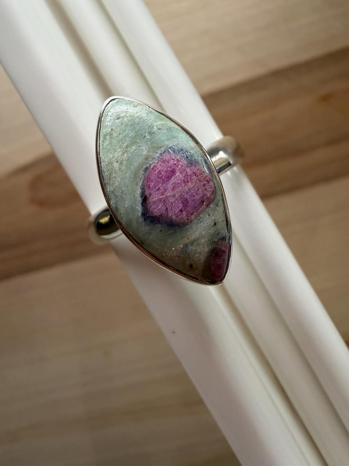 Natural Ruby in Fuchsite 925 Solid Sterling Silver Ring 8, 9.75 - Image 8