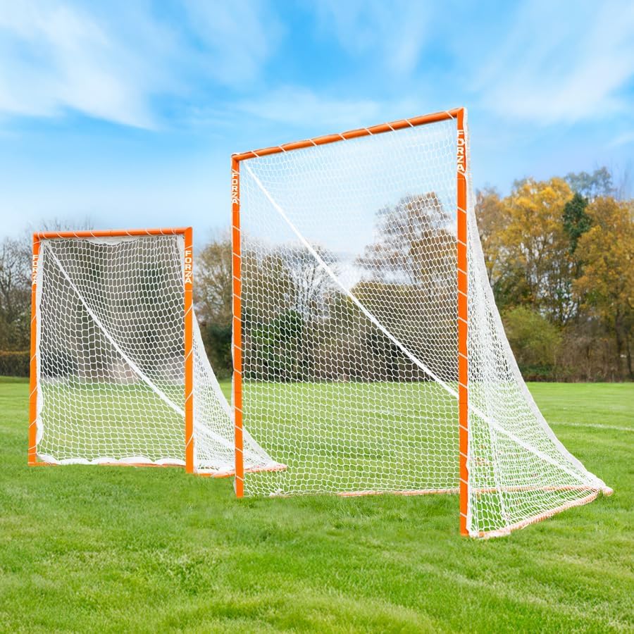 FORZA Folding Lacrosse Goal | Portable Steel Frame with Training Net – Weatherproof & Freestanding with Easy Fold for Storage – for Indoor and Outdoor Use