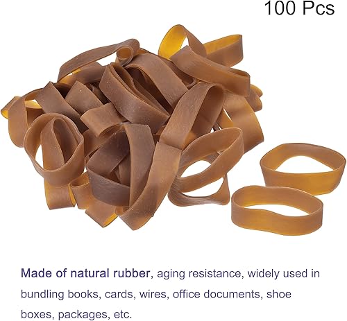 Miniatura 3 de MECCANIXITY Banda elástica de goma elástica, color beige, 2 pulgadas de diámetro, 0.06 pulgadas de grosor, para oficina en casa, paquete de 100