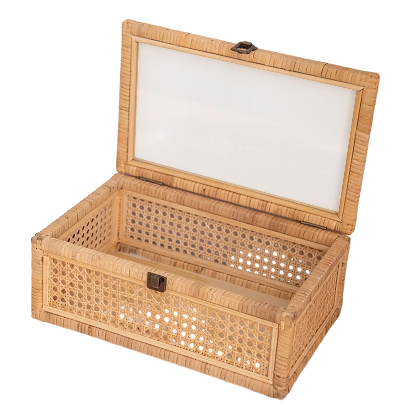 Panier en rotin avec couvercle boîte de rangement tressée main
