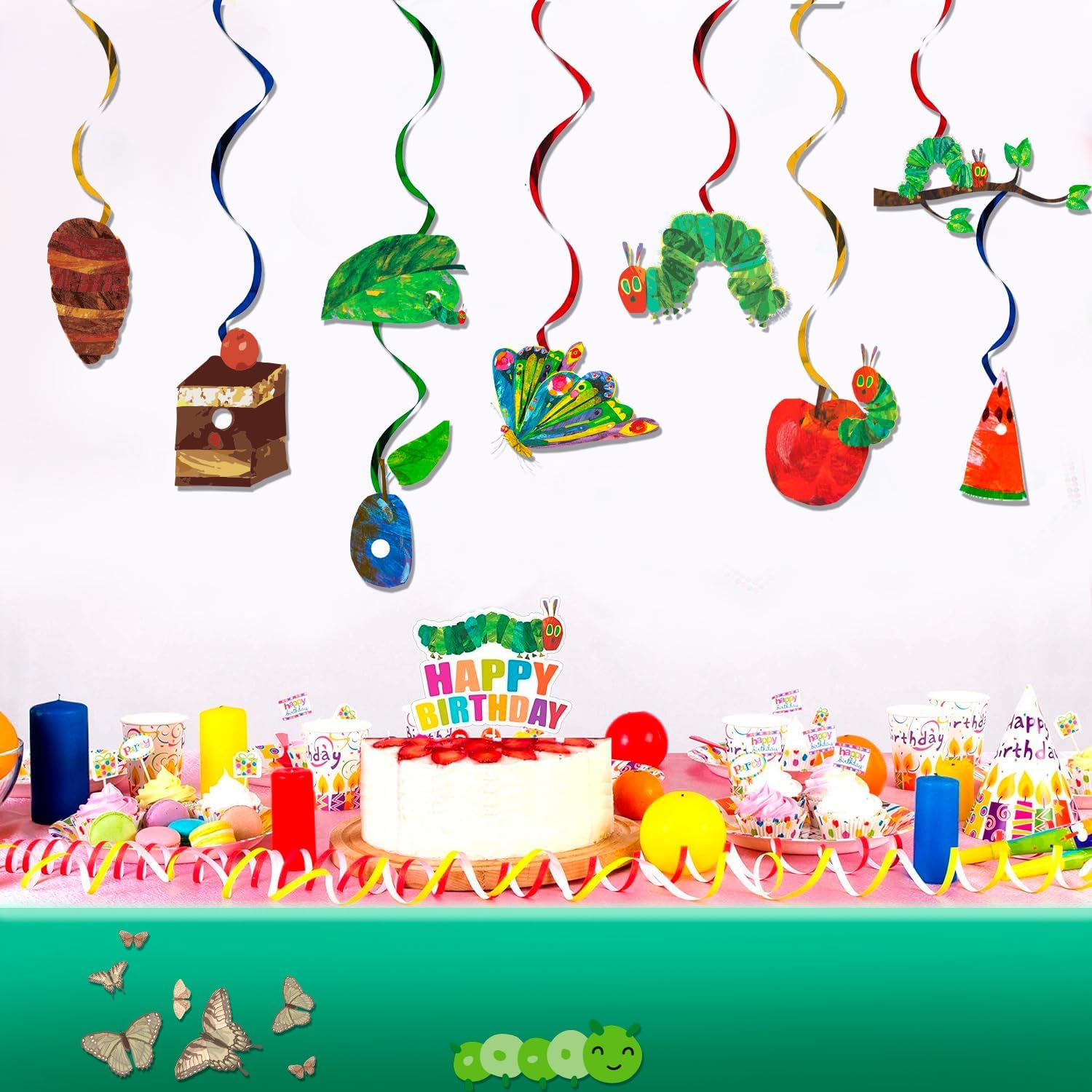 The Very Hungry Caterpillar Hanging Swirl, 40pcs Caterpillar Butterfly Birthday Hanging Swirl for Hungry Caterpillar Birthday Decorations