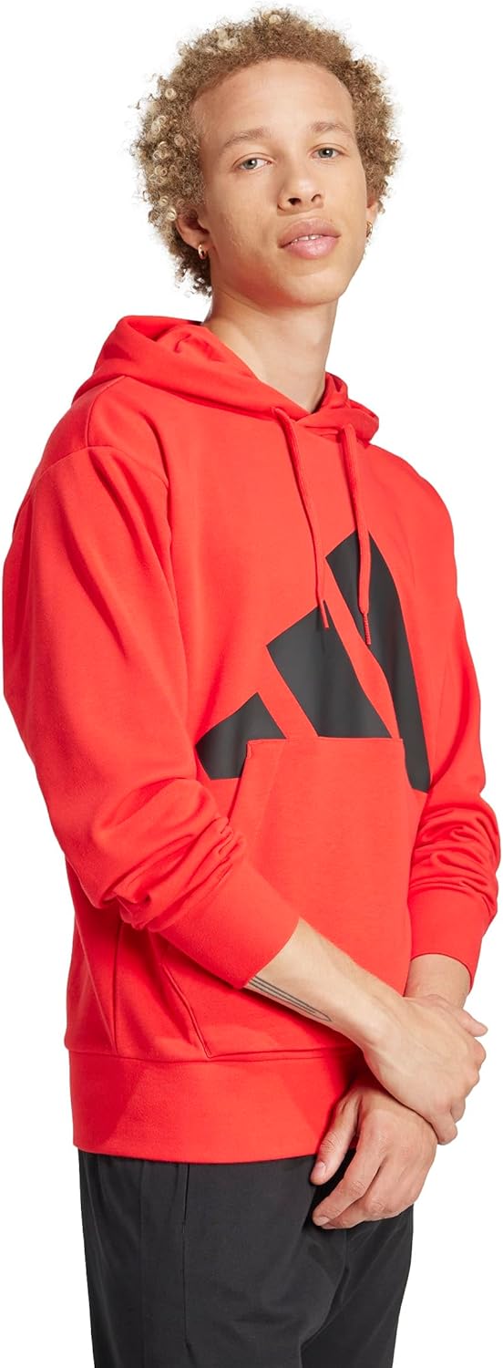 adidas Essentials Big Logo French Terry Hoodie for Men, Red, XL