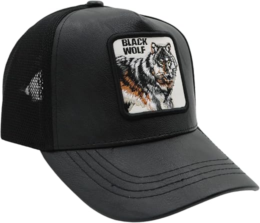 kill off Leather Baseball Cap Panther Patch Cap Trucker for Men Snapback Mesh Animal Patch Hat Men's Black Djustable Baseb...