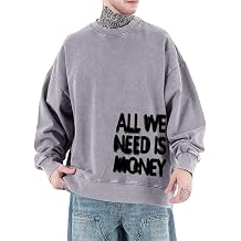 Mens Graphic Sweatshirt Streetwear Baggy Crewneck Hoodie Y2k Grunge Hip Hop Pullover Vintage Acid Wash Sweatshirt