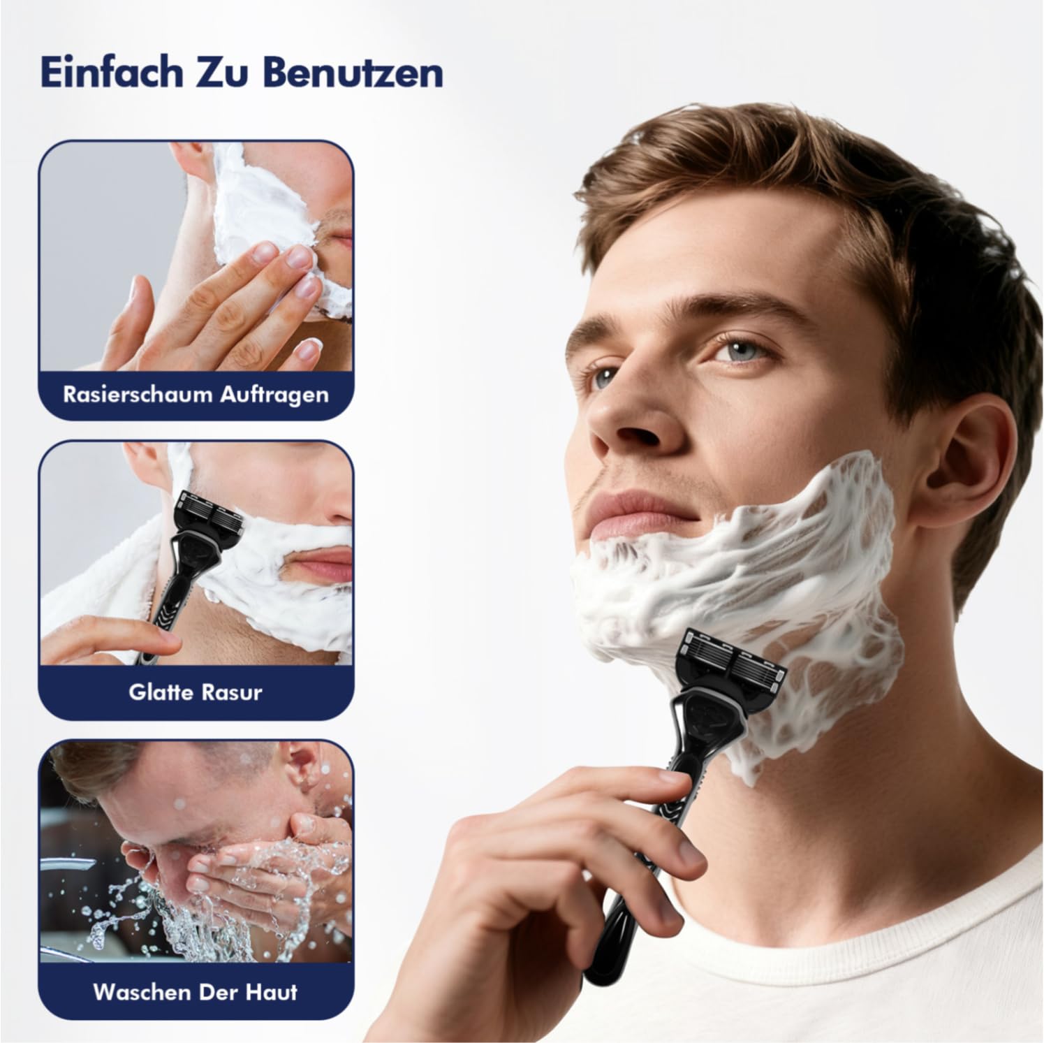 24 Stück 6 klingen Ersatzklingen kompatibel Fu-sion5, Ersatzklingen für Herren, Rasierklingen zur Reinigung von Bart Körperhaaren Leicht zu Rasieren, kein Fu-sion5 Original
