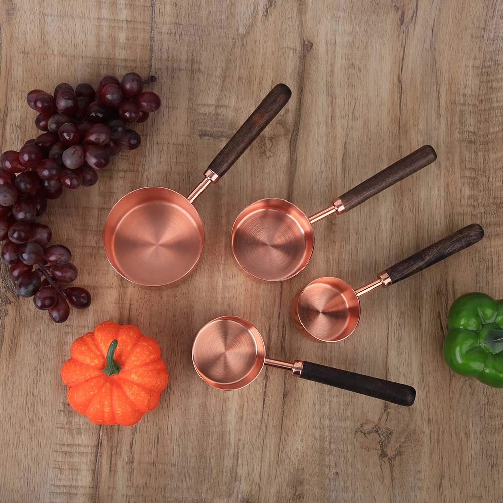 Juego de 4 Cucharas Medidoras,Cuchara Medidora Hornear de Oro Rosa,Herramienta Medici¨®n Cocina Diferentes Tama?os,Accesorio de Cocina de Acero Inoxidable 304 Grado Alimenticio