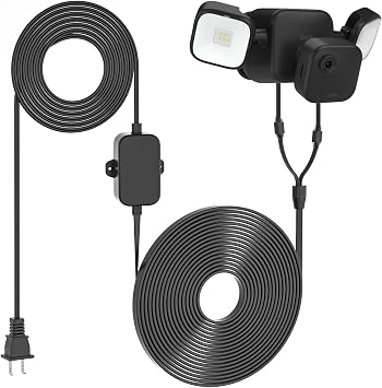 UYODM Power Cable for Blink Outdoor 4/3rd Gen Floodlight +Blink Outdoor Camera, 16.4Ft/5m Weatherproof Cable Power Your Blink Floodlight Cam Continuously Black Floodlight & Camera NOT Included