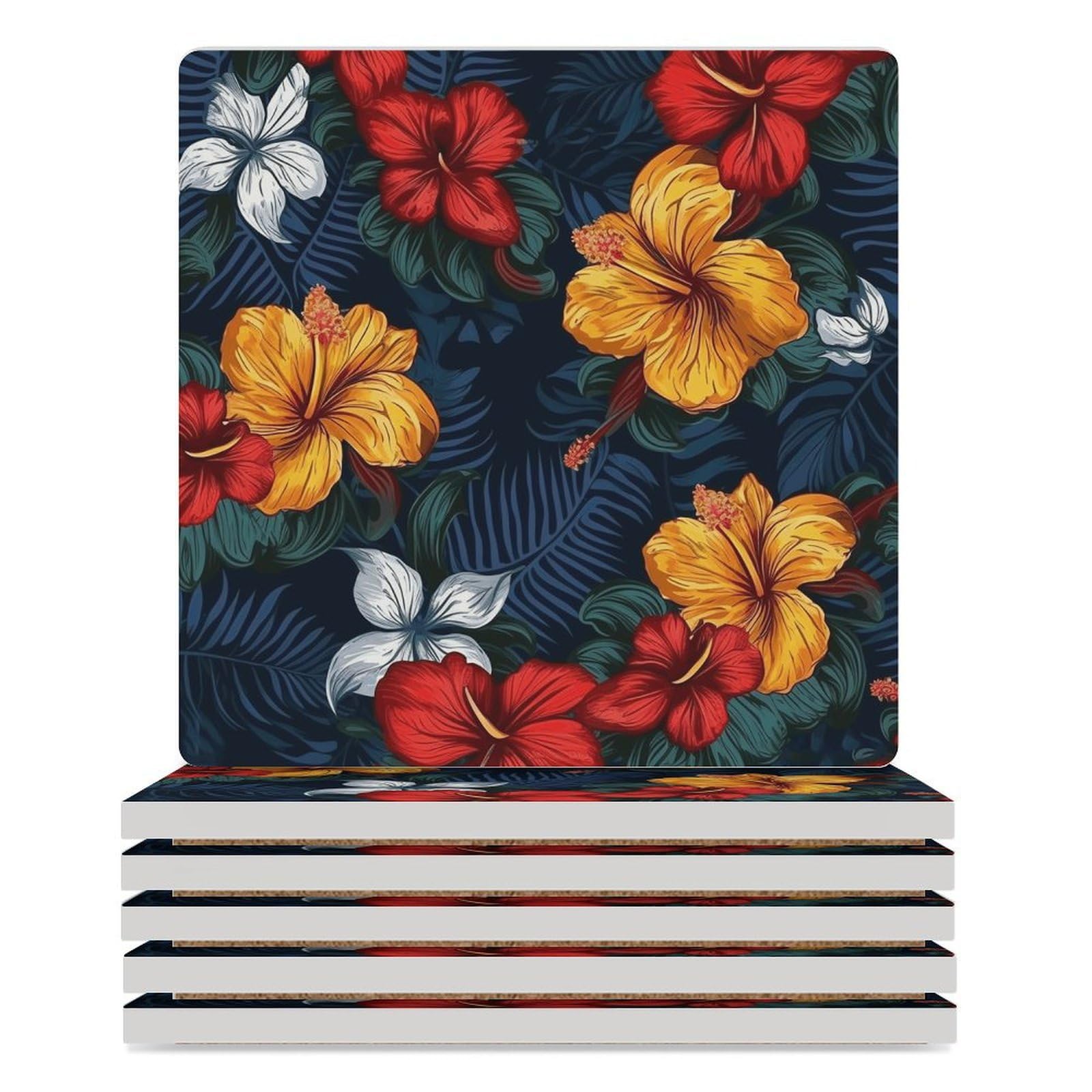 Dessous de verre ceramique hawaiens au design imprime haute qualite