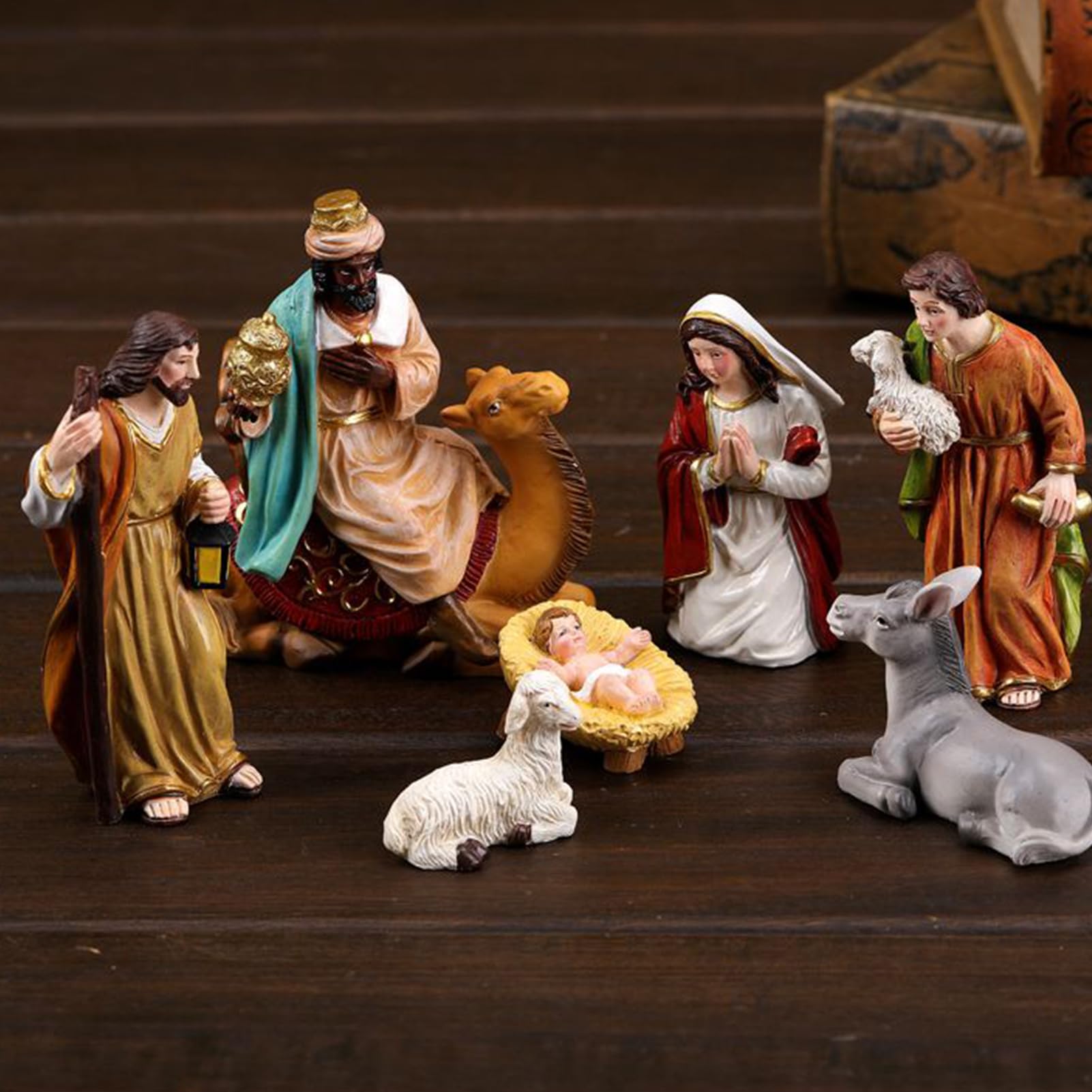 Weihnachtskrippe Statue 11-teilige Weihnachtstischkrippe Statue