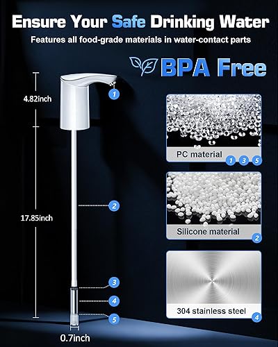 Miniatura 6 de Dispensador eléctrico de botella de agua para jarra de 3 a 5 galones, dispensador automático de jarra de agua USB-C, bomba de agua sumergible