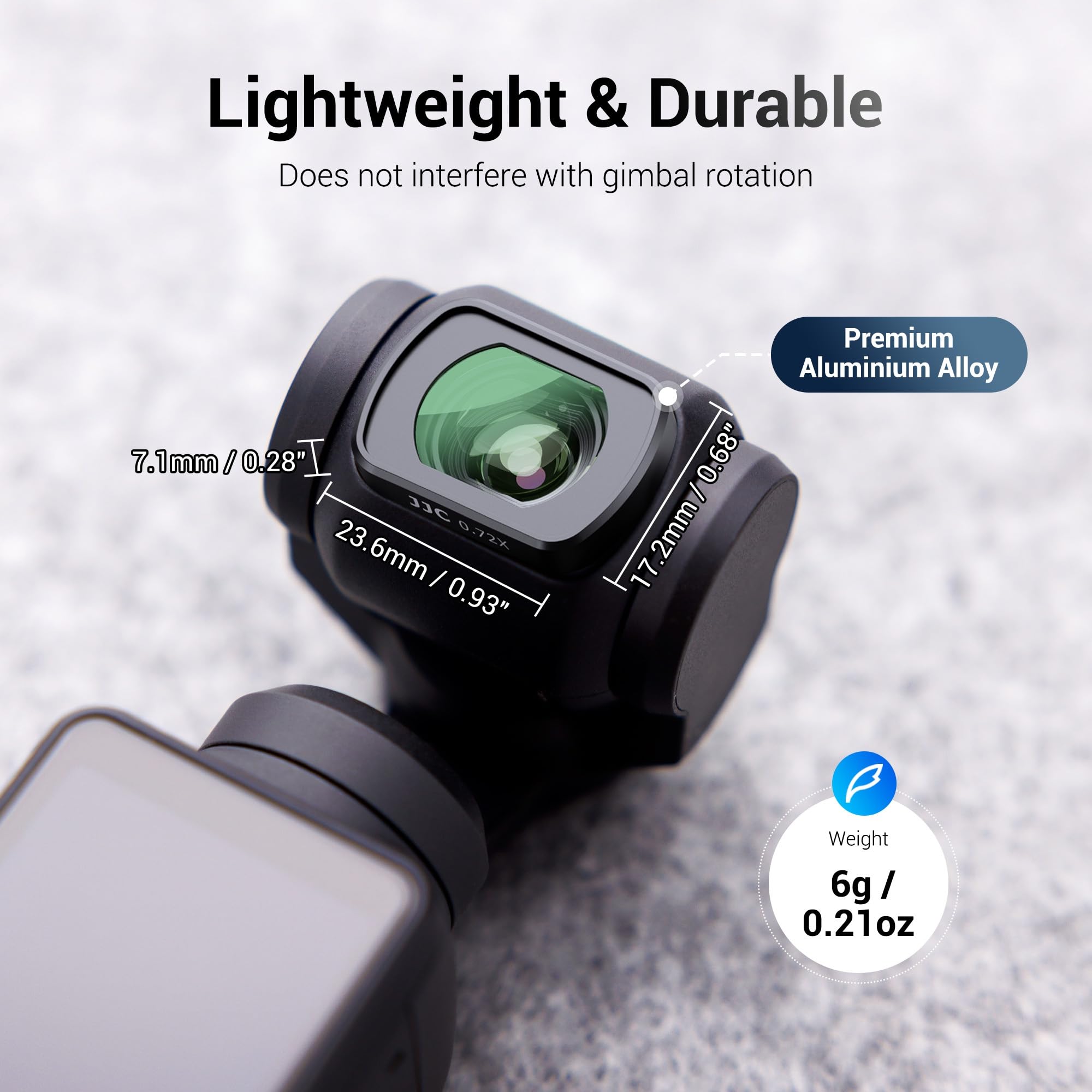 Objectif Grand Angle 0.72X Osmo Pocket 3,Objectif Grand-Angle Magnétique pour DJI Osmo Pocket 3 avec Étui,Verre Optique Cadre Aluminium Accessoire Objectif Pocket3 Creator Combo pour Champ Large