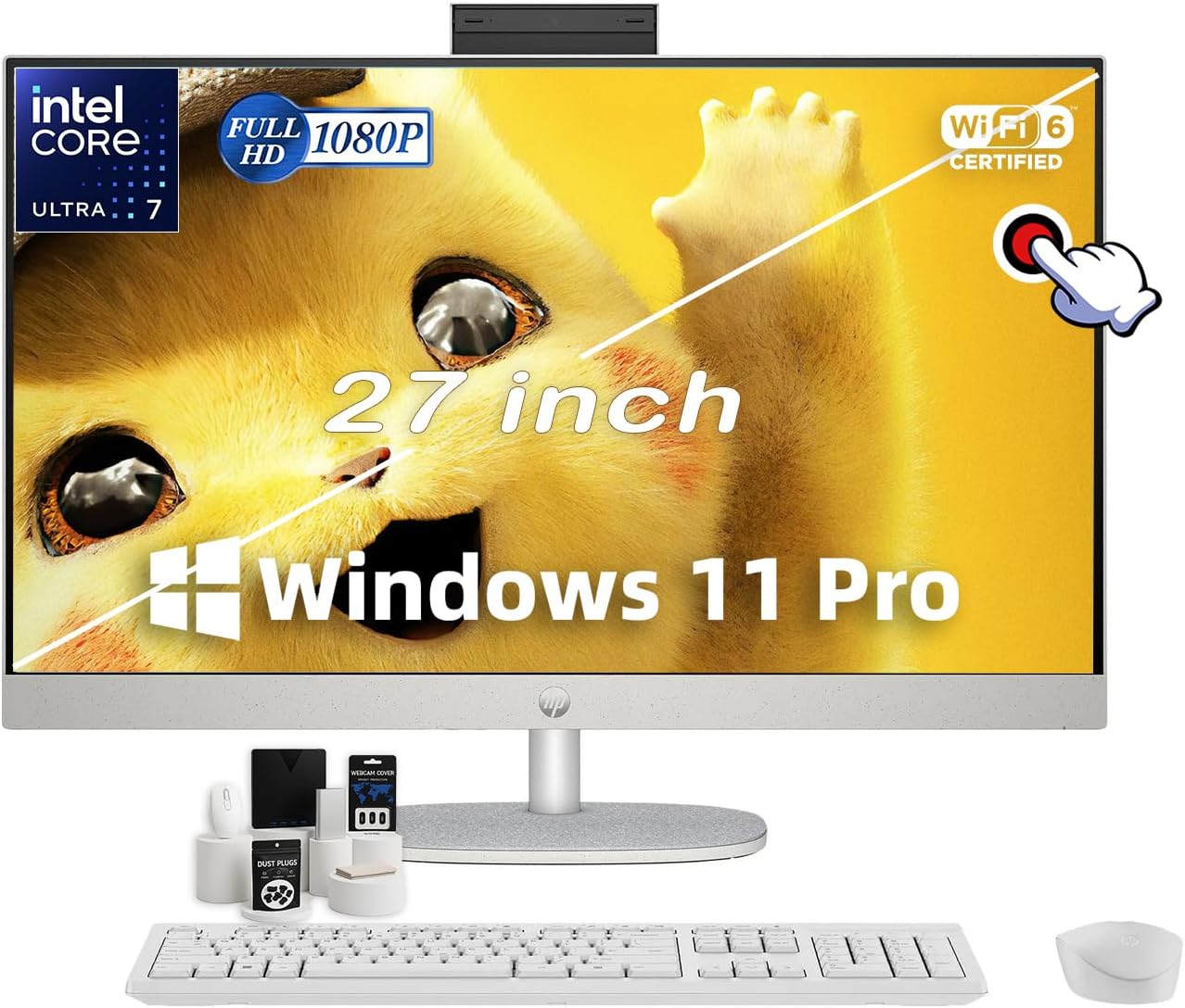 All-in-One Desktop Computer | Intel Ultra 7 155U (12-Core) | 27" Three-Sided Micro-Edge Touchscreen | Wi-Fi 6 |True Vision Camera | Win 11 Pro| 64GB DDR5 RAM | 4TB SSD