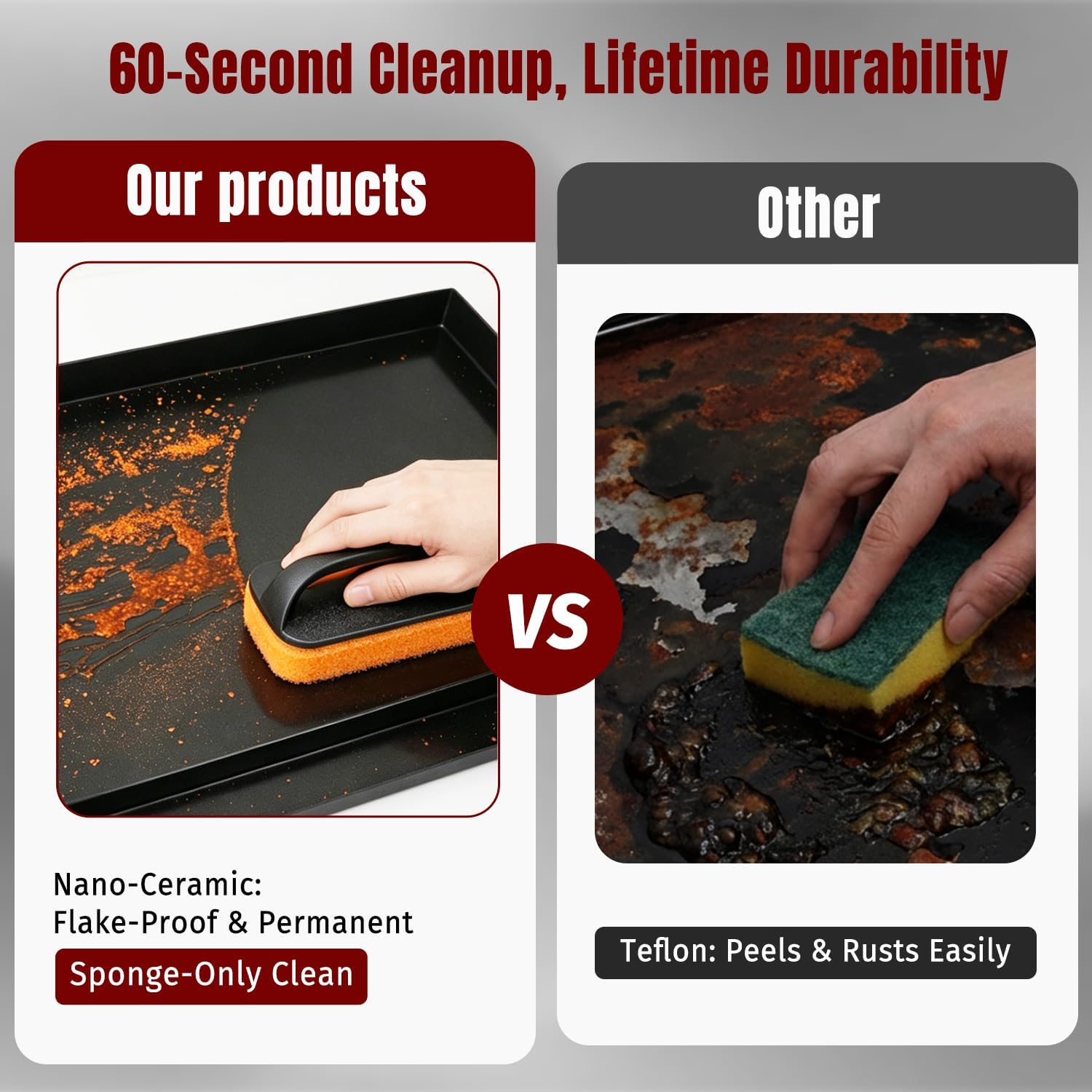 SHINESTAR Carbon Steel Griddle for Gas Grill, 25"x16" Flat Top Griddle, Ceramic Coating Nonstick Griddle for Stove Top, Foldable Handle and Anti-Warp Base, for Healthy Outdoor Cooking & BBQ