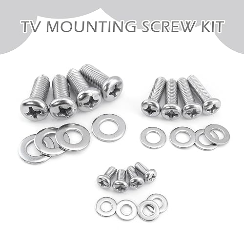 Miniatura 3 de Quacc Kit de accesorios de montaje universal para TV, 24 piezas M4 M6 M8 tornillos de acero inoxidable arandelas para montaje en pared VESA TV y
