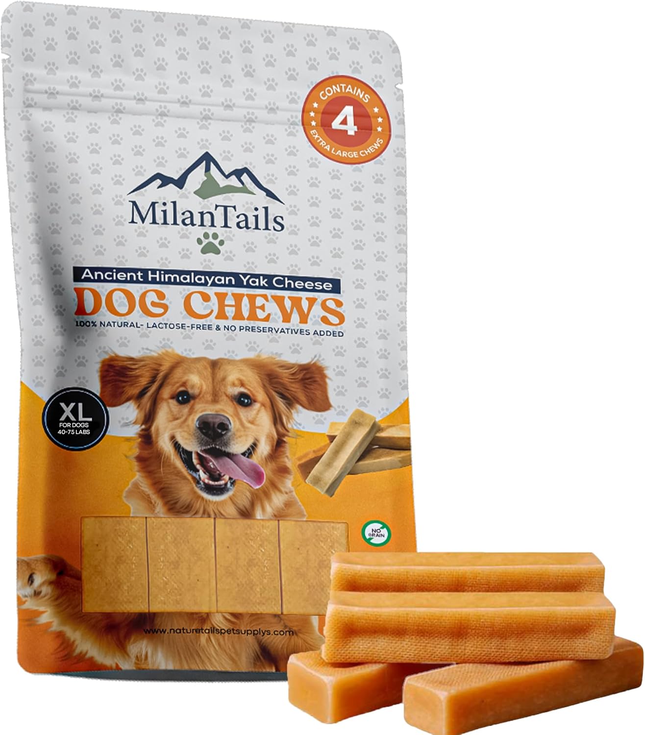 Premium Gold Yak Cheese Himalayan Dog Chews, Dog Treats for Dogs, All Natural, High Protein, for Aggressive Chewers (Extra Large - 1 LB (Pack of 4), Original Extra Large 4 Pack)