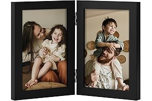 Vertical Double 4x6 Inch Elegant Black Photo Frame for Office Desk