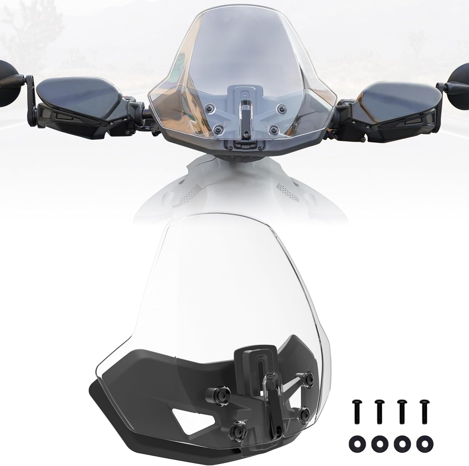Adjustable Windshield for Can-Am Ryker, Front Vented Translucent Clear Hard Coated Windscreen Wind Shield Wind Deflector for 2019-2023 Can Am Ryker 600 900 Sport & Rally Edition Accessories