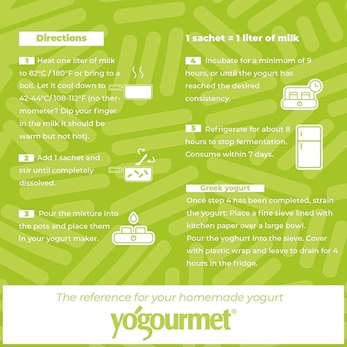 Miniatura 3 de Yogourmet Iniciador de yogur con probióticos (6 sobres  6 cuartos de galón de yogur) - Haz yogur en casa - Cultivo básico - Todo natural, sin