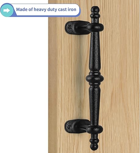 Miniatura 4 de MOLIGOU Manija de puerta de granero, manija de puerta de hierro fundido sólido pesado de 9 pulgadas, manija de puerta rústica para valla, cobertizo,