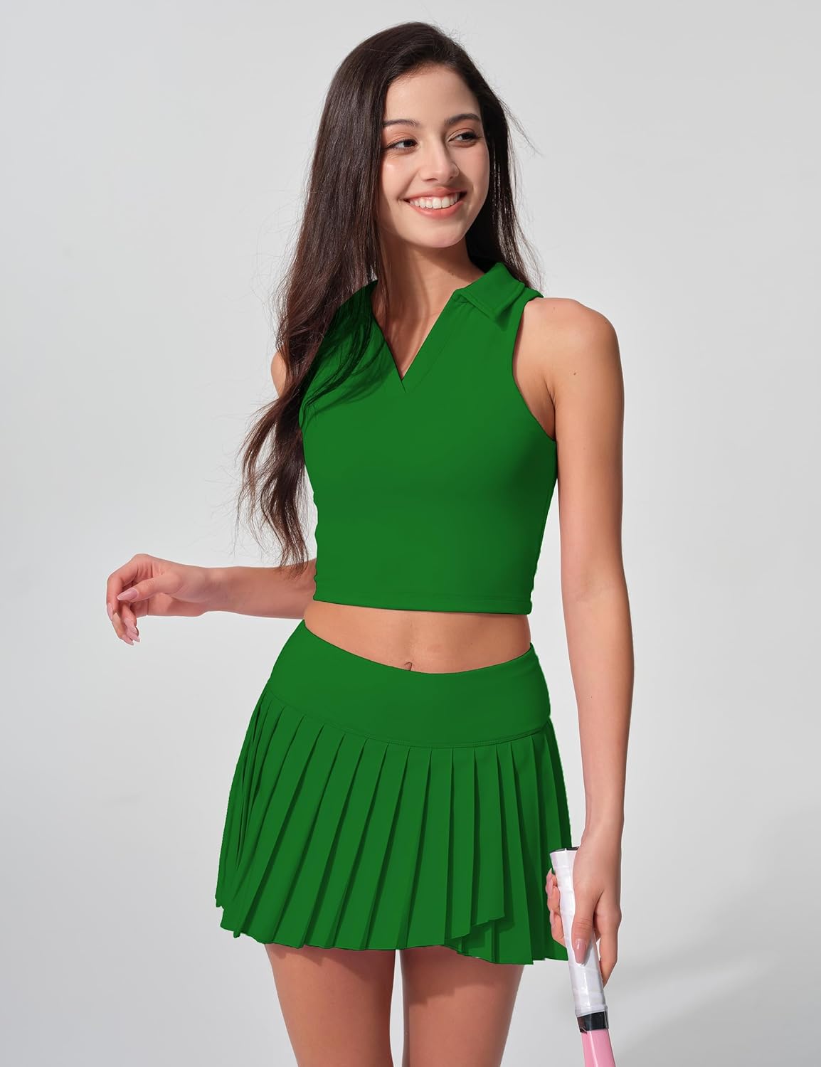 Womens Golf Shirt Sleeveless Polo Collared Tennis Shirts for Women Athletic Workout Cropped Tank Tops - Image 3