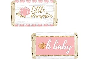 45 Pack Baby Shower Pink Little Pumpkin Girl Chocolate Candy Bar Wrappers