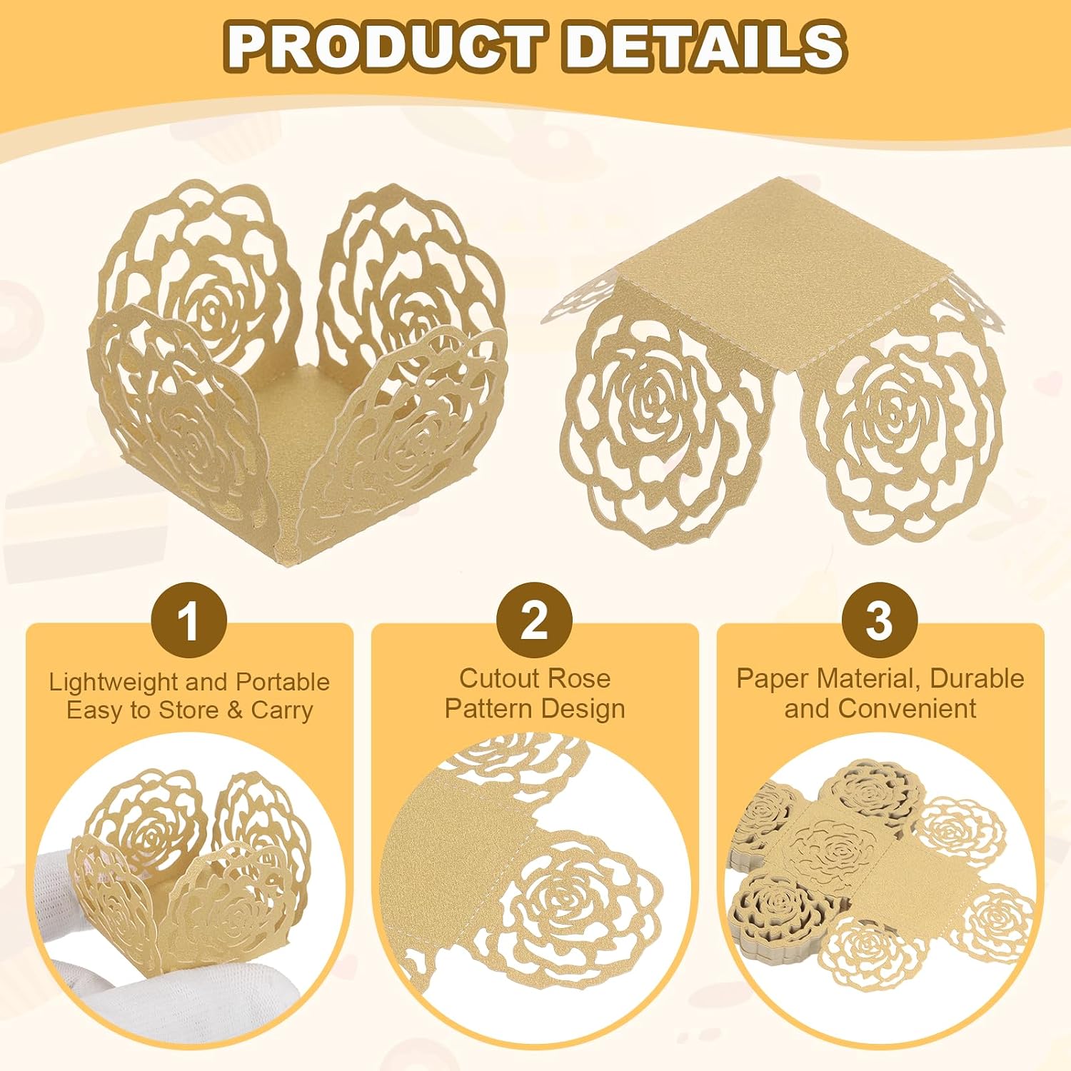 uxcell 50PCS Truffle Wrappers 4" Paper Chocolate Candy Wrappers Gold image 3