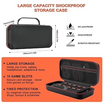Switch 2 Game Accessory Set for Nintendo(2025), Family Switch 2 Accessories Bundle includes portable shockproof case, Mario Kart Steering Wheel, Grip for Joycon, Enjoy Gaming to the Fullest