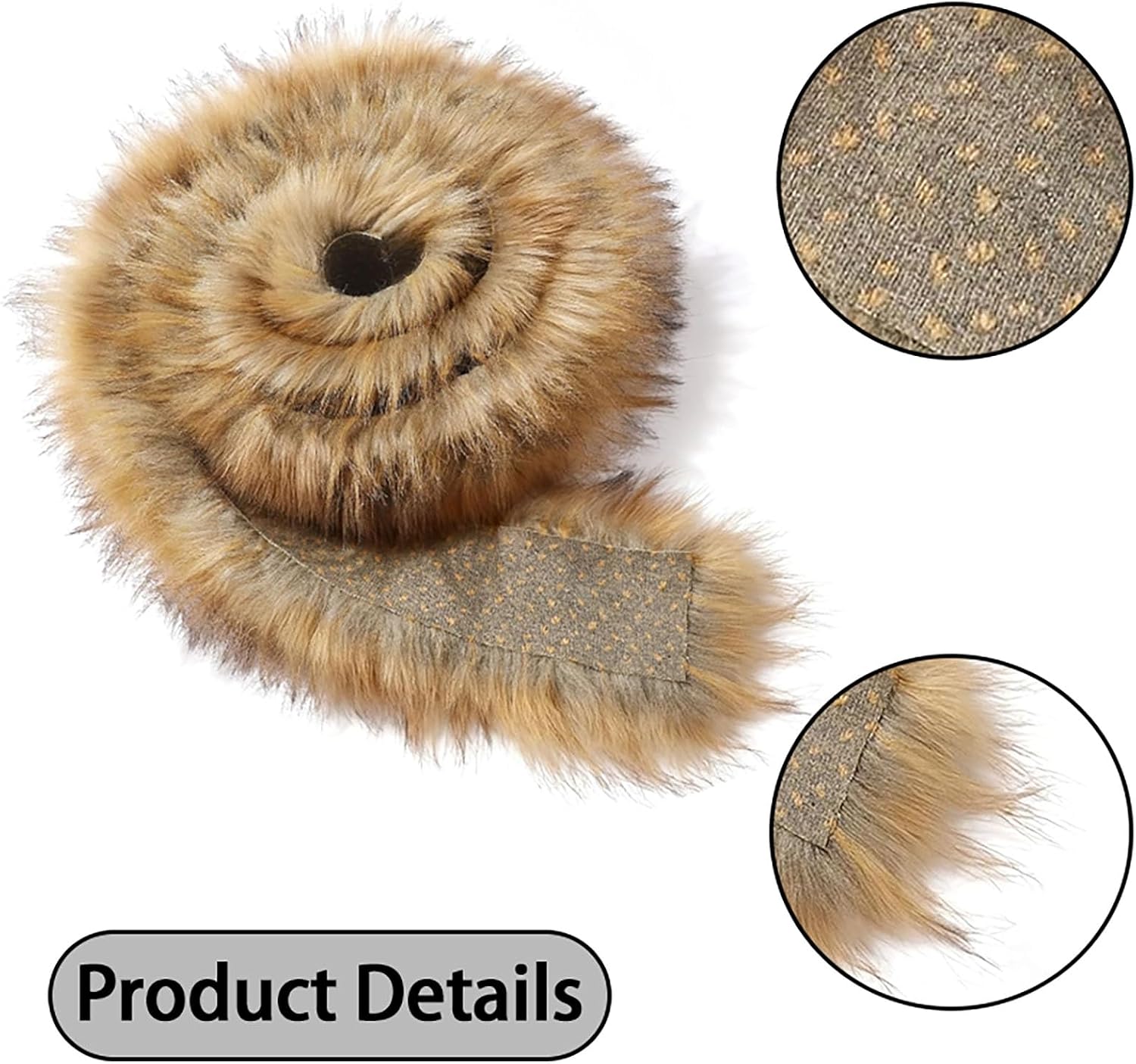 39.3-inch Artificial Fur Ribbon Trim Fabric roll, Natural Brown Fluffy Fur, Soft and Plush, Suitable for DIY Crafts, Clothing, Hoodie Edging, and Fur Trim.