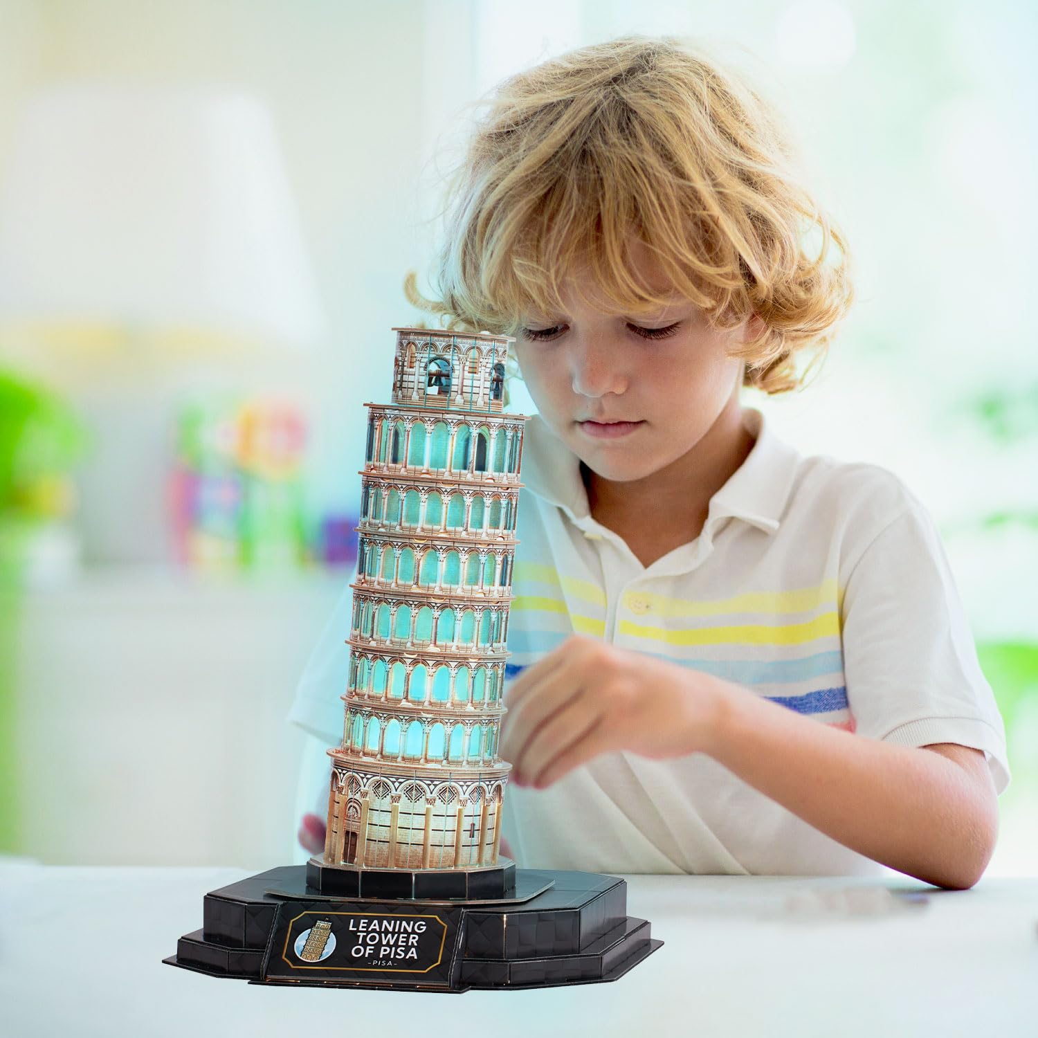 Puzzle 3d - Torre Di Pisa Led | Puzzles 3d Regalo Bambino 8 Anni | Puzzle 3d Per Bambini E Puzzles 3d Per Adulti | Modellini Da Costruire | Giochi Per Bambini | 44 Pezzi