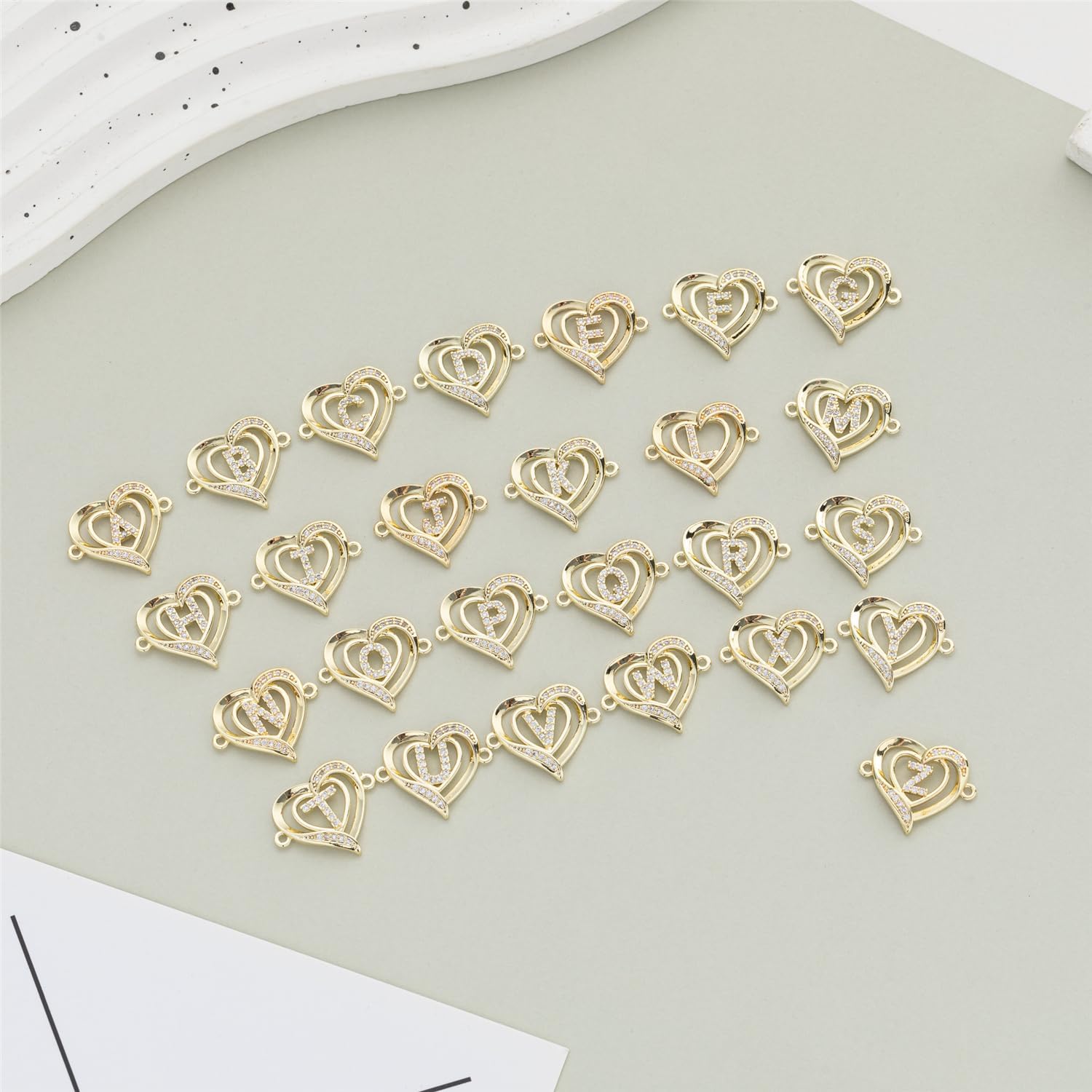 14K White Gold Plated Initial Heart Bracelet for Women Zircon Inlay Heart Initial Charm Bracelets Adjustable Minimalist Jewelry - Image 3