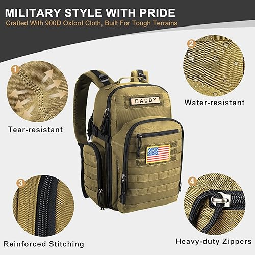 Miniatura 6 de MIRACOL Bolsa de pañales para bebé para papá poliéster 900D de grado militar con más de 16 bolsillos múltiples para papá activo - 40L XL capacidad